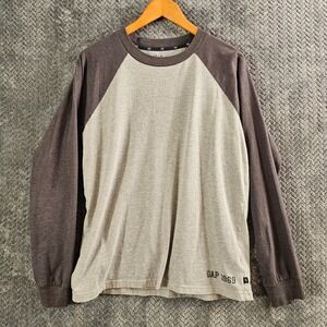 GAP 1969 Mens Long Sleeve Raglan T Shirt Grey Charcoal Size L‎